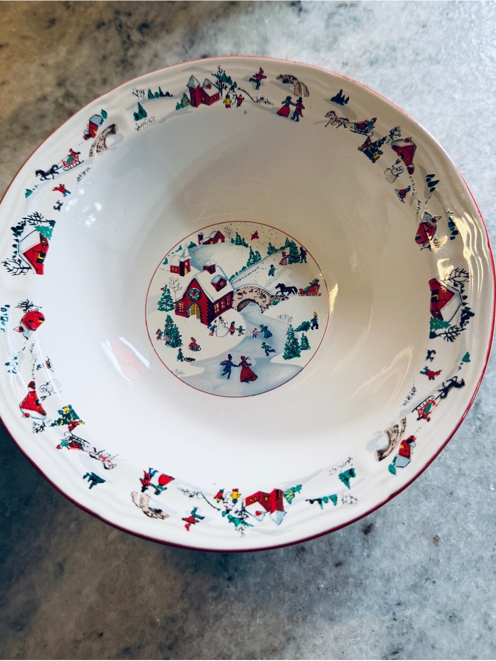 7-Vintage Farberware "White Christmas #391 Soup/Cereal Bowls  By Katherine B